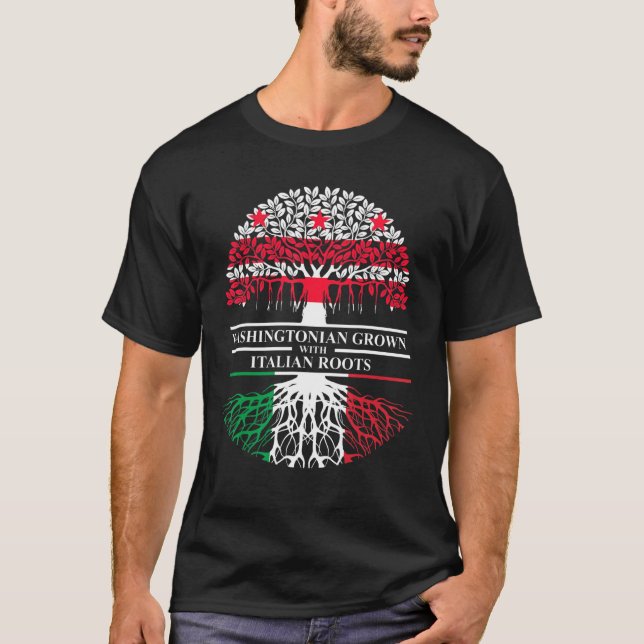 Washingtonian Grown Italian Roots Washington D C I T-Shirt (Front)
