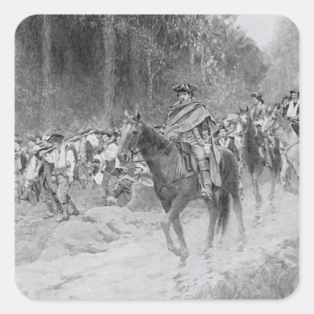 Washington's Retreat from Great Meadows Square Sticker (Front)