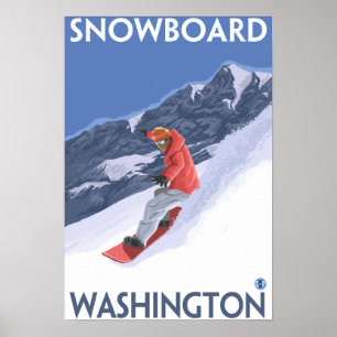 WashingtonSnowboarding Vintage Travel Poster