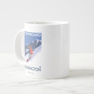 WashingtonSnowboarding Vintage Travel Poster Large Coffee Mug