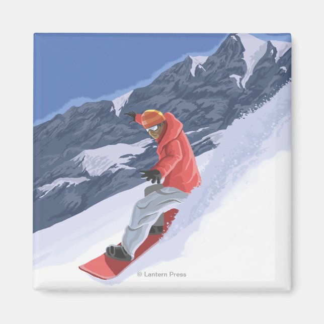 WashingtonSnowboarding Vintage Travel Poster Magnet (Front)