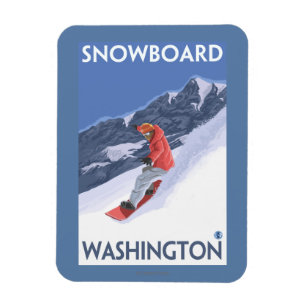 WashingtonSnowboarding Vintage Travel Poster Magnet