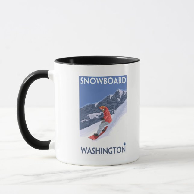 WashingtonSnowboarding Vintage Travel Poster Mug (Left)
