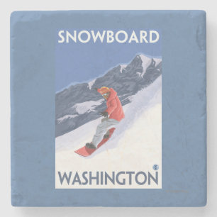 WashingtonSnowboarding Vintage Travel Poster Stone Coaster