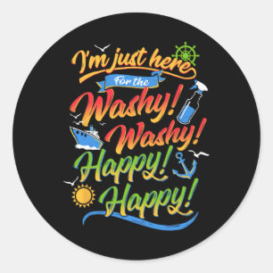 Washy Funny Family Cruise Ship Vacation Cruising 2 Classic Round Sticker