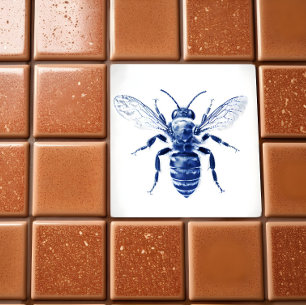 Wasp Faux Cyanotype - Ceramic Tile