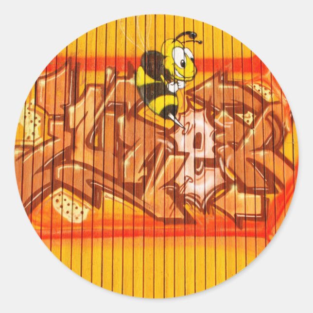 Wasp Graffiti Wall Classic Round Sticker (Front)