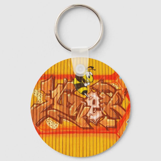 Wasp Graffiti Wall Key Ring (Front)
