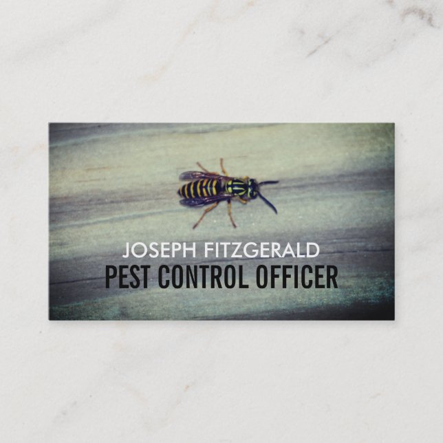 Wasp on Wood, Pest Control Business Card (Front)