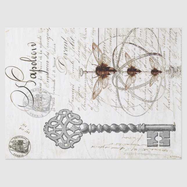 Wasp Script Decoupage Tissue Paper (Front)