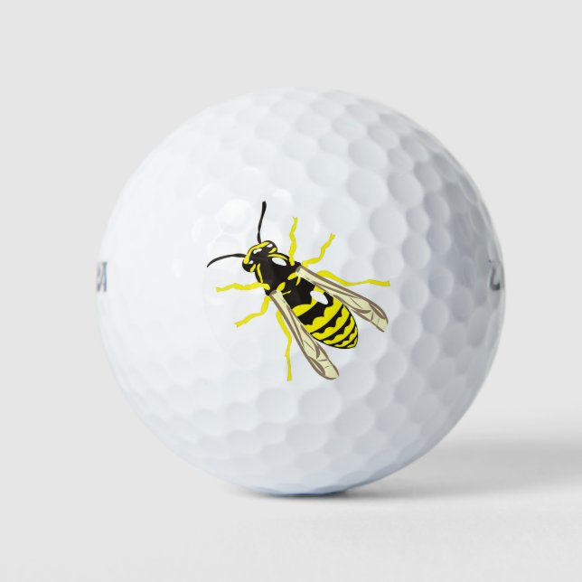 wasp with black and yellow stripes golf balls (Front)