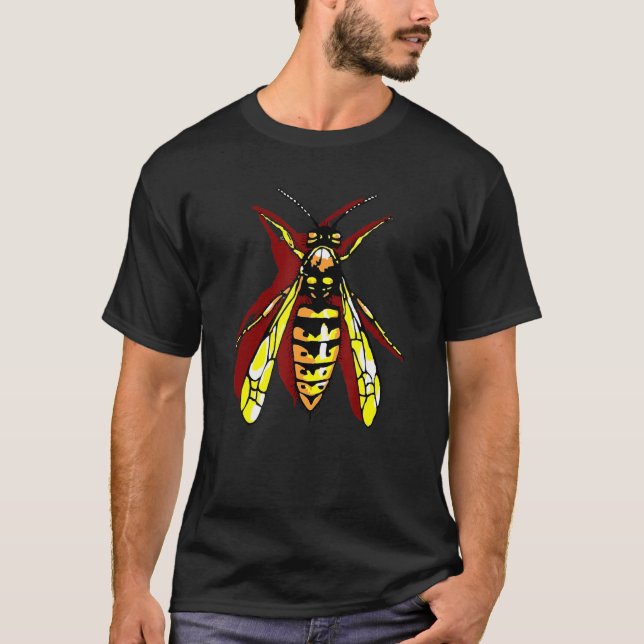 Wasp With Shadow (Red) Insects T-Shirt (Front)