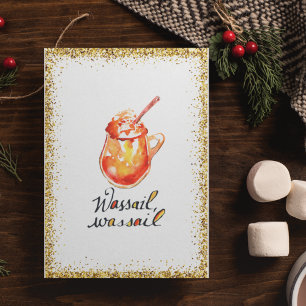 Wassail Recipe Gold Hand-Drawn Traditional Card