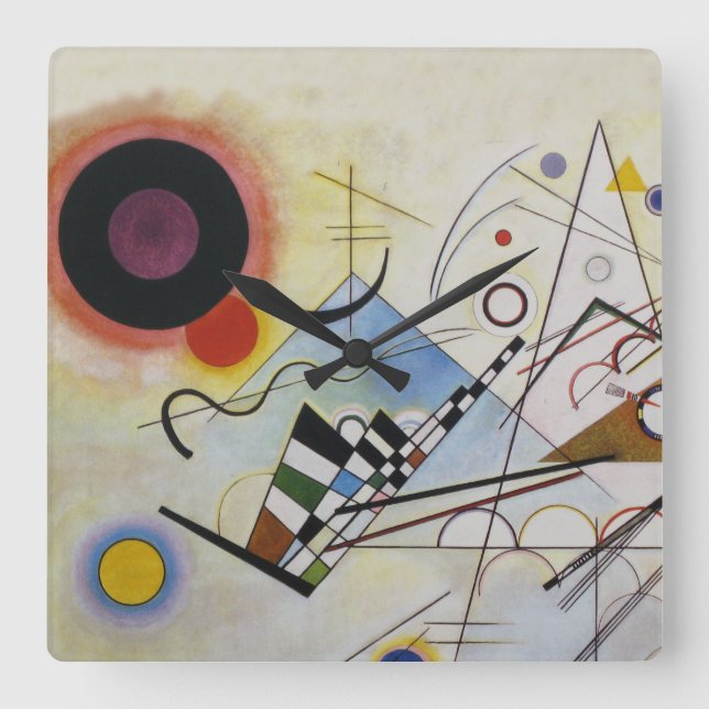 Wassily Kandinsky - Composition 8 - Functional Art Square Wall Clock (Front)
