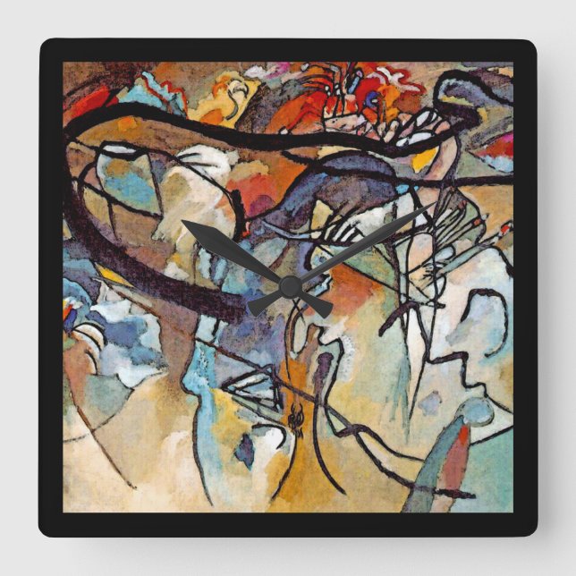 Wassily Kandinsky - Composition Five Abstract Art Square Wall Clock (Front)
