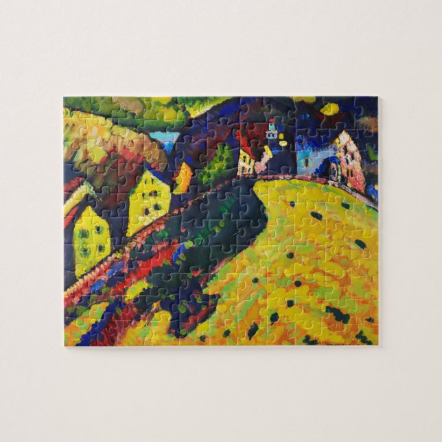 Wassily Kandinsky. Houses at Murnau. Expressionism Jigsaw Puzzle (Horizontal)