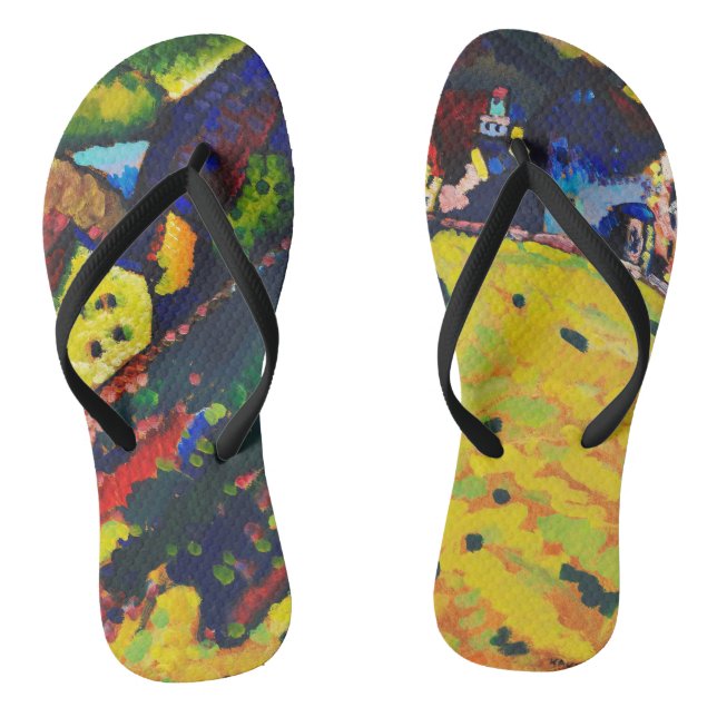 Wassily Kandinsky Houses at Murnau. Expressionism Thongs (Footbed)