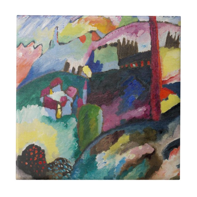 Wassily Kandinsky Landscape with Factory Chimney Ceramic Tile (Front)