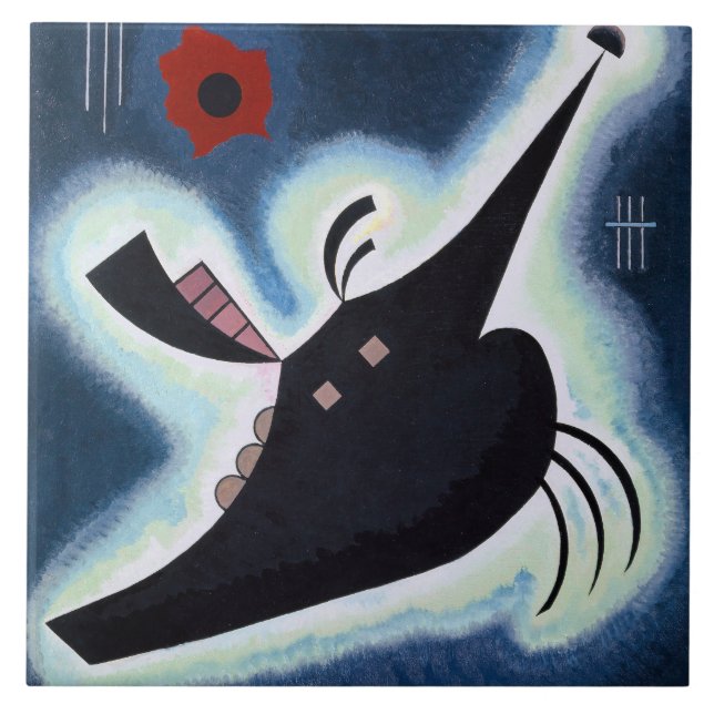 Wassily Kandinsky - Pointed Black, Ceramic Tile (Front)