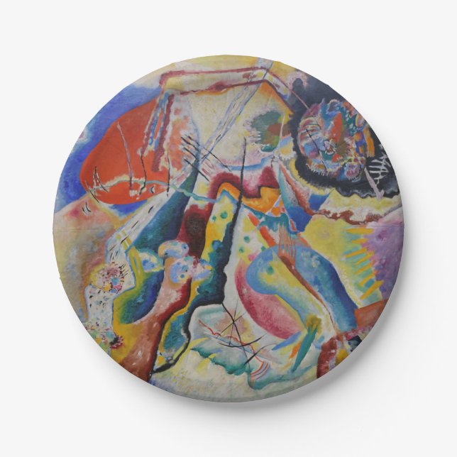 Wassily Kandinsky Red stain Classic Abstract Art Paper Plate (Front)