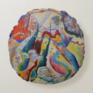 Wassily Kandinsky Red stain Classic Abstract Art Round Cushion