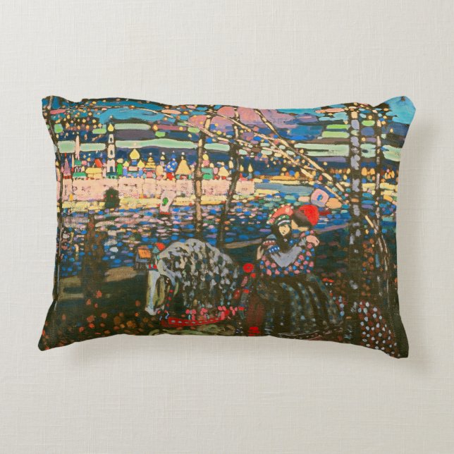 Wassily Kandinsky The Riding Couple Russian Art Decorative Cushion (Back)