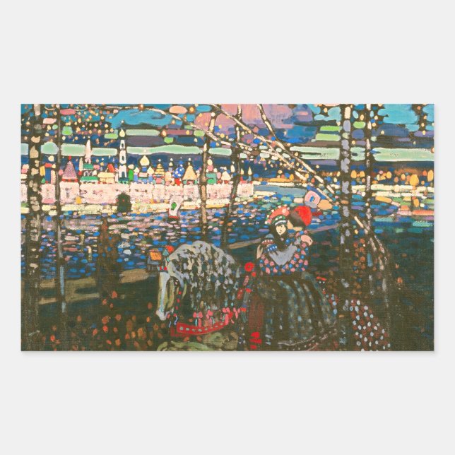 Wassily Kandinsky The Riding Couple Russian Art Rectangular Sticker (Front)