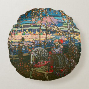 Wassily Kandinsky The Riding Couple Russian Art Round Cushion