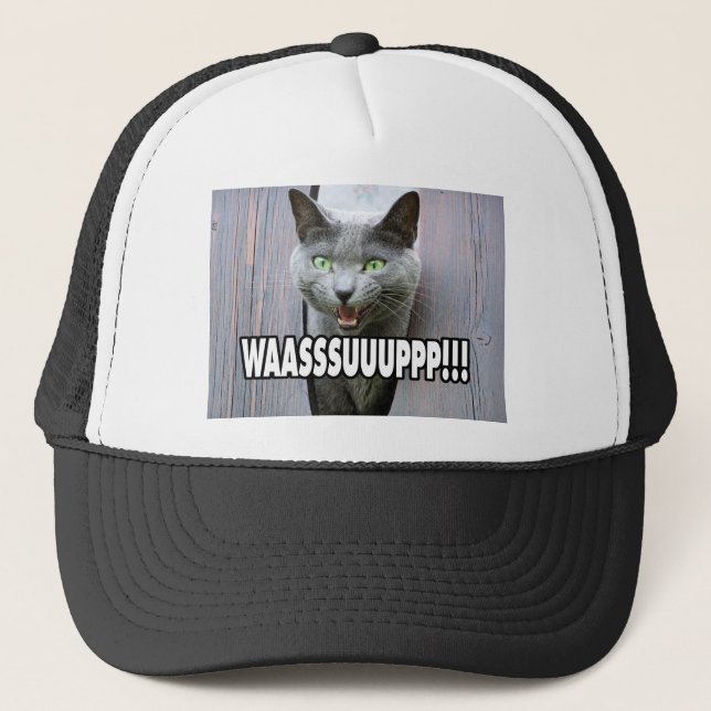 WASSUP - Cat Meme Trucker Hat (Front)