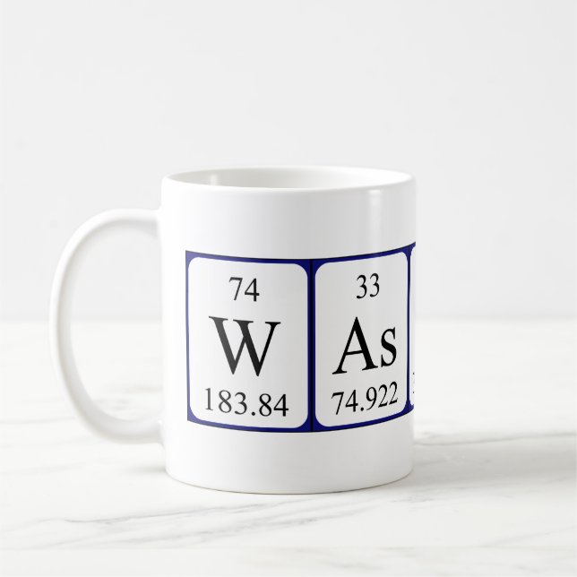Wassup periodic table word mug (Left)