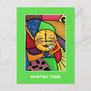 Wasted Time On Bright Green - Time Pieces Postcard