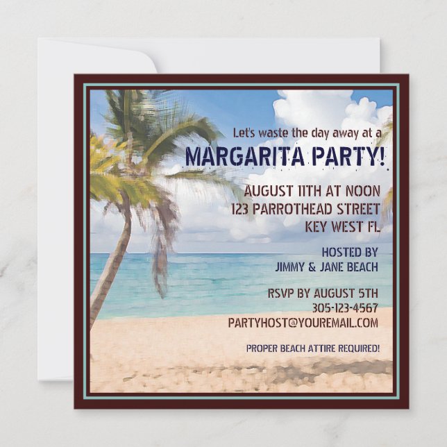 Wasting away a Day at a Margarita Party Invitation (Front)