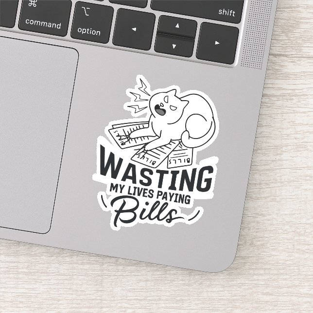 Wasting My Lives Funny Cat Design (Detail)