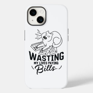 Wasting My Lives Funny Cat Design Case-Mate iPhone 14 Case