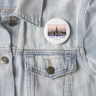 Wat Arun Temple Bangkok Thailand Sunset Souvenir 6 Cm Round Badge