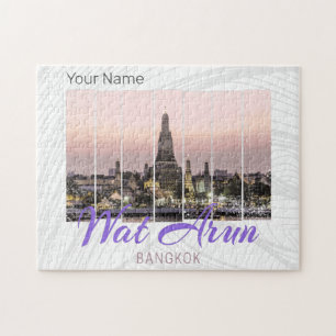 Wat Arun Temple Bangkok Thailand Sunset Souvenir Jigsaw Puzzle