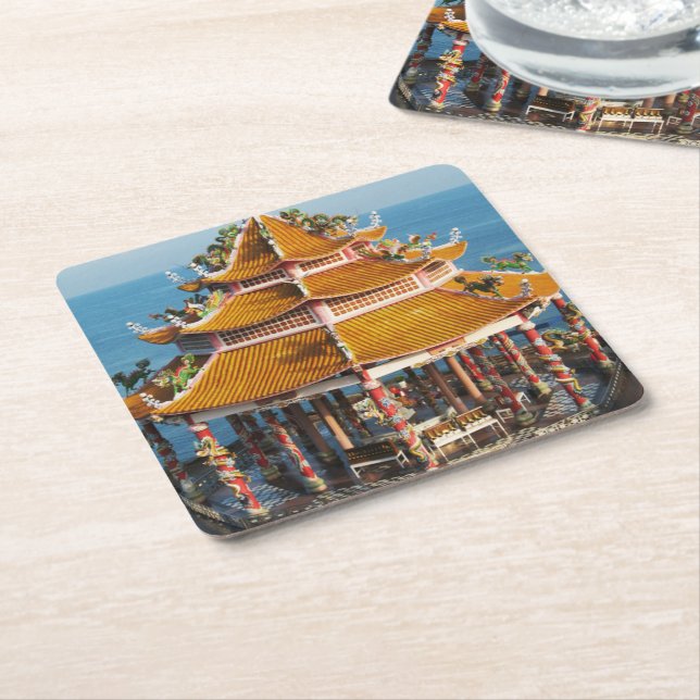 Wat Koh Loi ... Sriracha, Chonburi, Thailand Square Paper Coaster (Angled)
