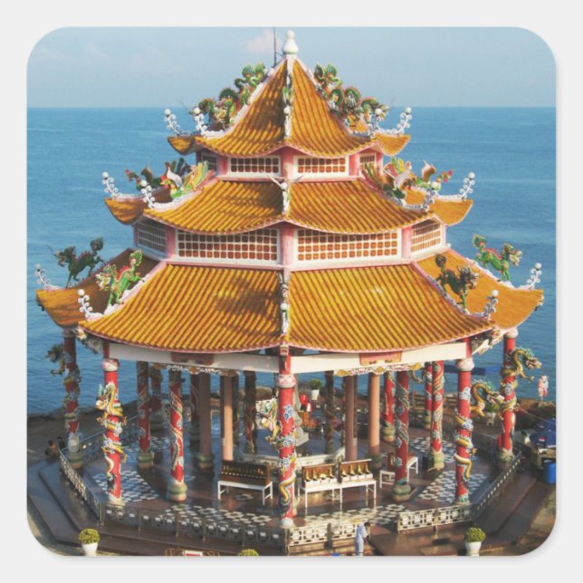 Wat Koh Loi ... Sriracha, Chonburi, Thailand Square Sticker (Front)