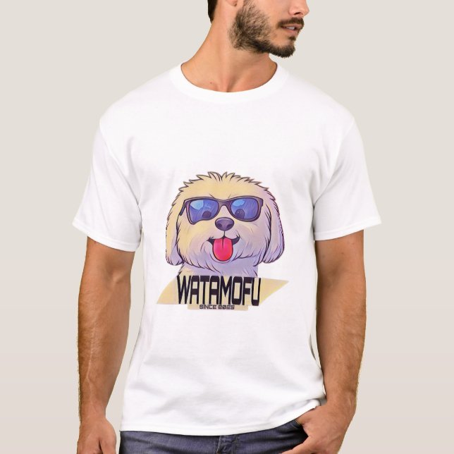 WATAMOFU Pop‑Art Bichon Frise T-Shirt (Front)