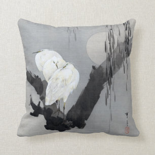 Watanabe Seitei Egrets in a Tree at Night Cushion