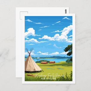 Watangi Treaty Grounds New Zealand vintage travel Postcard