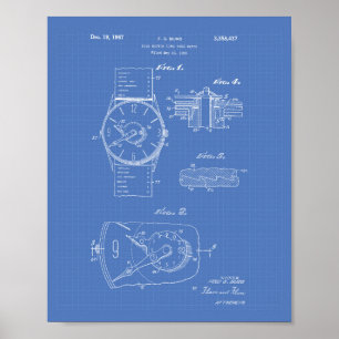 Watch 1966 Patent Art - Blueprint Poster