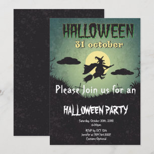 watch and moon Halloween party Invitation