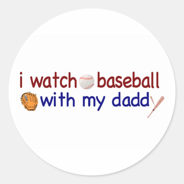 Watch Baseball with Daddy Classic Round Sticker (Front)