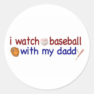 Watch Baseball with Daddy Classic Round Sticker