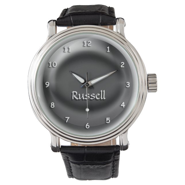 Watch - Black 3D orb with Name (Front)