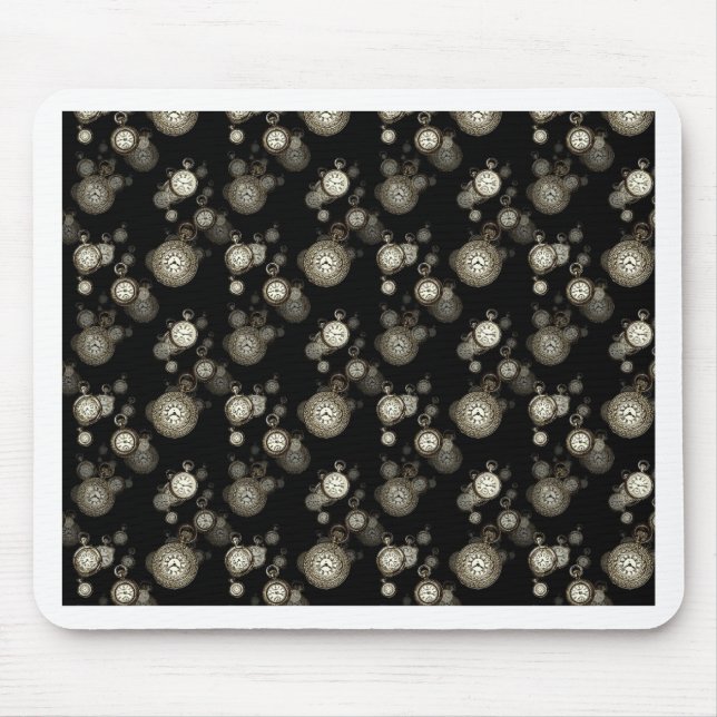 Watch faces print - steampunk patterned accessory mouse pad (Front)