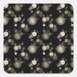 Watch faces print - steampunk patterned accessory square sticker