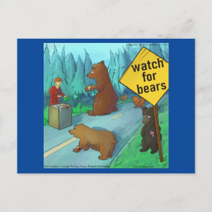 Watch For Bears Funny Rick London Postcard