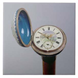 Watch gadget cane (cloisonne enamel) ceramic tile